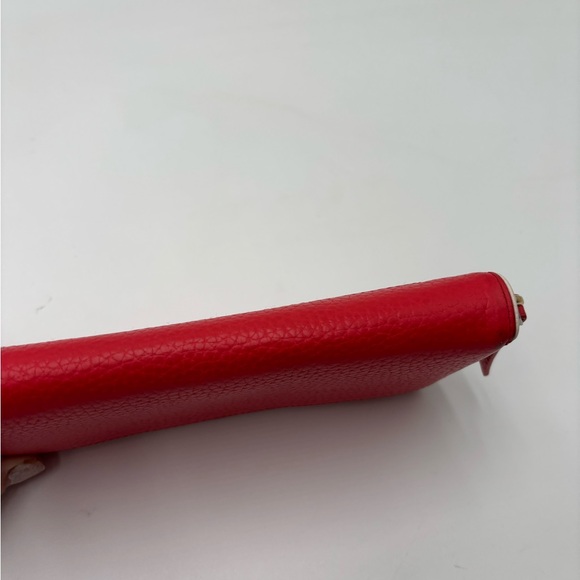 Kate Spade New York Red Pebbled Leather Zip Around Wallet Gold Hardware - Picture 5 of 5